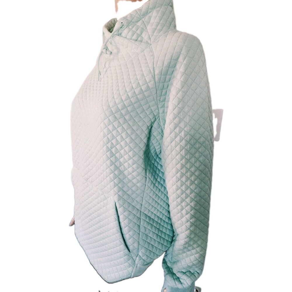 Green Tea Women's Green Quilted Pullover Casual Hoodie Size Medium - Picture 3 of 5